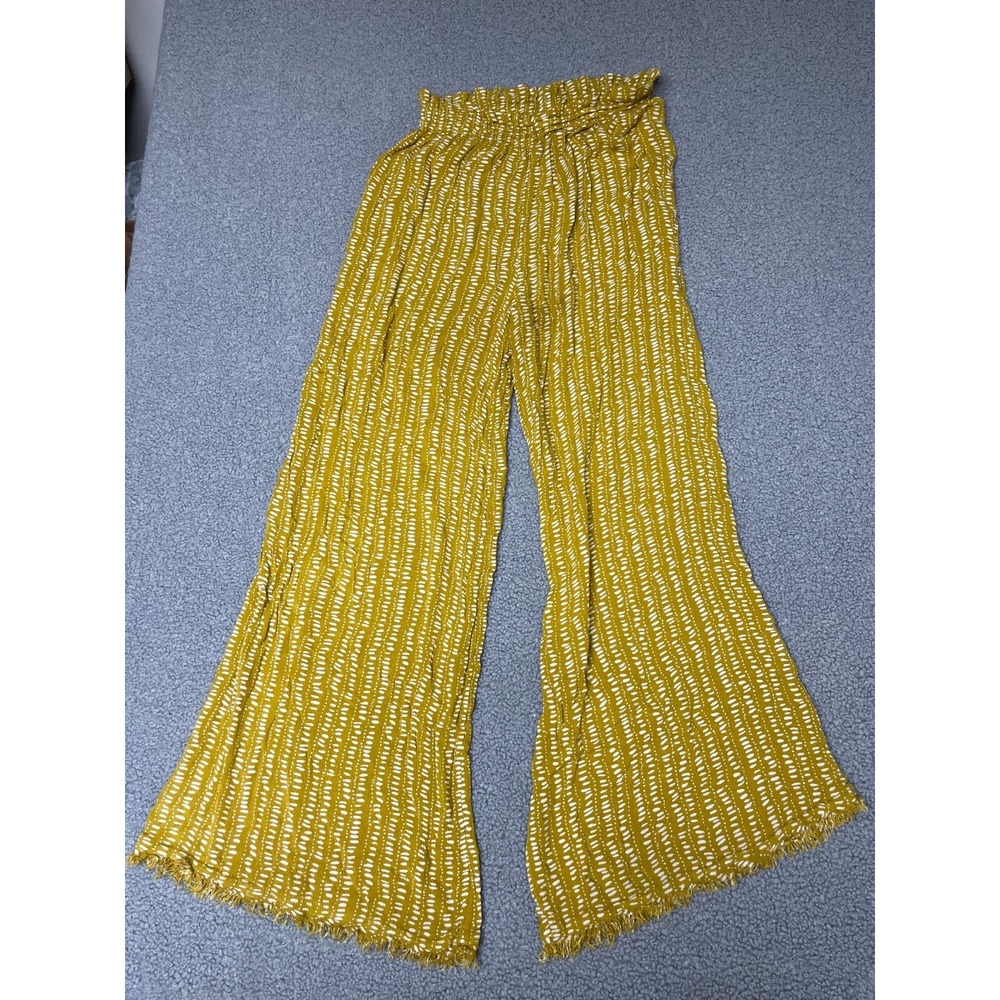 Out From Under Wide Leg Lightweight Pants Size Medium mustard yellow polka dot
